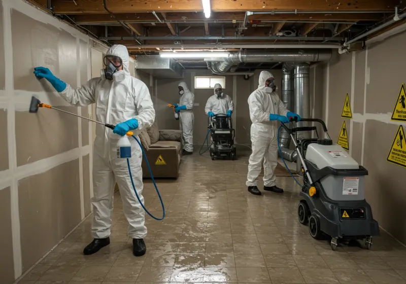 Basement Moisture Removal and Structural Drying process in Cache, OK